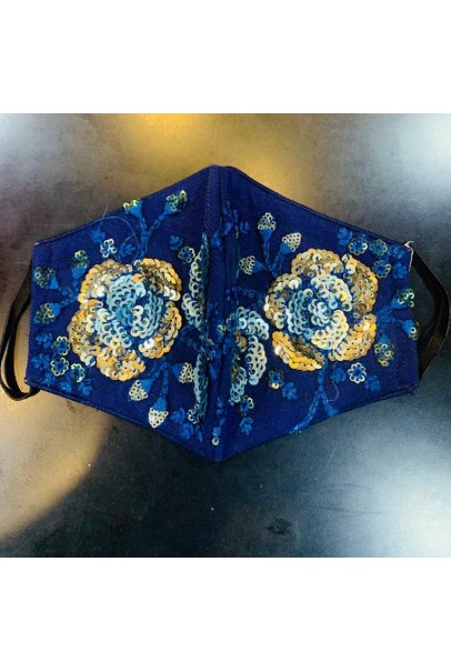 Floral Embroidery Sequence Face Mask